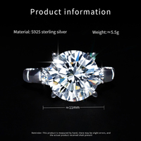 Bague ou alliance de mariage pour femme en argent sterling S925, luxe, grand diamant 5 carats 8CT VVS couleur D GRA Moissanite