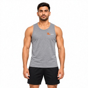 Men's <b>Yellow</b> Sleeveless <b>Tank</b> <b>Top</b> O-Neck Sporty Breathable Polyester Workout Gym Vest Front Logo Print Men Gym <b>Tank</b> <b>Top</b> - Product Image 1