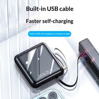 Banco de Energía Portátil con Superficie de Espejo, 10000 mAh, Carga Rápida, Gran Capacidad, Cable Integrado, Logotipo Personalizado