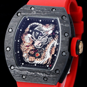 Montre Dragon pour Hommes Eternal Noble, Boîtier en Fibre de Carbone, Mouvement Squeletté, Bracelet en Caoutchouc, Montre-Bracelet Mécanique Automatique - Product Image 2