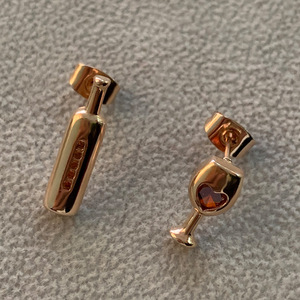 Hot New design Personale zircone <span class=keywords><strong>orecchini</strong></span> per le donne delle bottiglie di vino tazza della vite prigioniera orecchino in oro <span class=keywords><strong>rosa</strong></span> placcato orecchino - Product Image 6