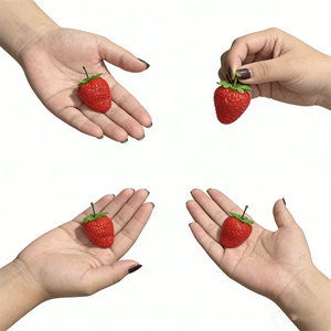 6x5cm Plastic Artificial Eco-Friendly Strawberry Leaf Stem Model Small Realistic Food Simulation Kitchenware Houseware Lovely - Product Image 2