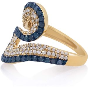 Anillo Ornaatis Diamond Wave de 1.09 quilates de oro amarillo chapado en plata de ley 925 con corte redondo para uso diario de mujer - Product Image 3
