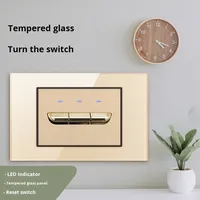 Interrupteur mural universel TEP PL 118 en verre trempé, 1 ou 2 modules, 20A, compatible Américain, Britannique, Européen