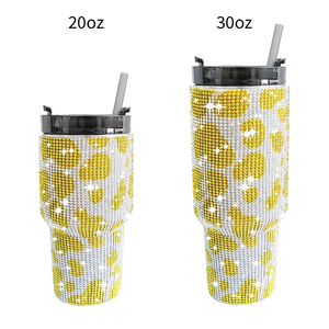 20oz & 30oz siêu lấp lánh bò in Cốc Cốc Cốc nóng & cà phê lạnh thép không gỉ với tay cầm và rơm Rhinestone ly - Product Image 4