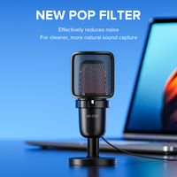 Microfono a Condensatore da Studio con Cavo per Registrazione, Trasmissioni, YouTube, Live Stream e Gaming con RGB e USB