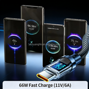 Cable de Datos de Cobre Puro de Carga Súper Rápida Tipo-C de 120W 6A con Pantalla Digital en Tiempo Real Compatible con Pantalla LED - Product Image 4