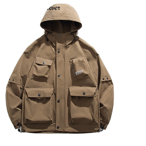 Custom Men's Autumn Outdoor Woven Windbreaker Jacket Zipper Solid Color Sport Casual Stand Collar Cargo Trench Style 2026 - Product Image 1