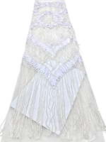 Tissu en dentelle française de luxe NI.AI brodé de perles avec sequins, tissu nigérian brodé de perles et de sequins pour les fêtes