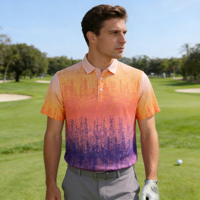 Chemise en jersey à col chinois pour homme, imprimé dégradé, poche poitrine, 95% polyester, 5% élasthanne, respirante, extensible, séchage rapide, golf