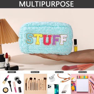 Grande Capacité Chenille Brodé Lettre Trousse De Toilette Fermeture Éclair Pratique Voyage Stockage <span class=keywords><strong>Maquillage</strong></span> Sac Haute Valeur D'apparence - Product Image 6