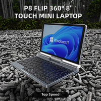 Nouveau P8 Flip 360 degrés Yoga Convertible Mini ordinateur portable de poche 8 pouces DDR5 RAM CPU N100 Intel Process Écran tactile Anglais
