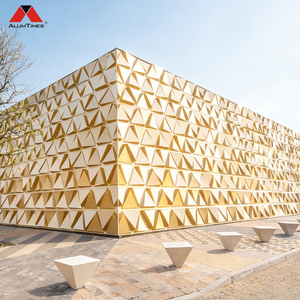 แผ่นตกแต่งผนังภายนอกอาคารอะลูมิเนียมฉลุลายด้วยเลเซอร์สำหรับบ้าน  แผงโลหะสีทองแบบเจาะรูสำหรับกันลม - Product Image 6