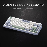 Clavier de jeu RGB LED 75% filaire USB et sans fil 2.4G, logo OEM personnalisé, interrupteurs mécaniques PBT pour utilisateurs de PC de bureau