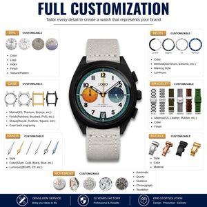 <span class=keywords><strong>Reloj</strong></span> Cronógrafo de Campo de 39 mm con Logotipo Personalizado OEM ODM, Movimiento de Cuarzo VK64, Correa de Lona, <span class=keywords><strong>Reloj</strong></span> Deportivo para Exteriores - Product Image 1