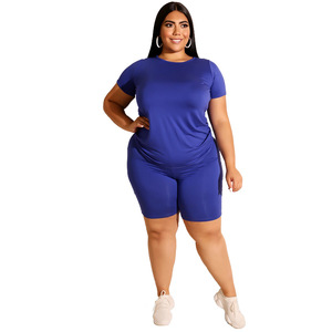 <span class=keywords><strong>Ensemble</strong></span> pantalon et haut femme grande taille, style européen et américain, couleur unie, mode décontractée, 20705. - Product Image 5