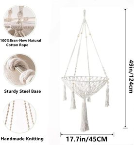 QJMAX tricoté à la main en macramé <span class=keywords><strong>chat</strong></span> hamac balançoire pour dormir et jouer <span class=keywords><strong>lit</strong></span> pour animaux de compagnie - Product Image 2