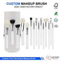 15-teiliges Professionelles Make-up Pinsel Set mit Halter, Wolle und Synthetikhaar, Gesichts- und Augen-Kosmetikpinsel, OEM ODM Holzgriff