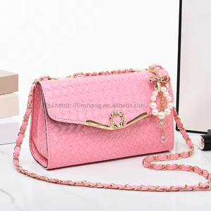 New Fashion Women's Bag Trendy Girl Portable Diagonal Span Luxury Bags Women <b>Handbags</b> With Pearls Pendent - Product Image 5