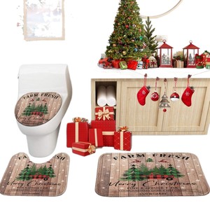 Cortina de Ducha de Poliéster con Diseño de Camión Navideño y Tablones de Madera, Impresión Digital Personalizada, Impermeable, Venta al Por Mayor, Moderna - Product Image 5