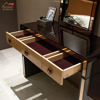 Table de maquillage moderne de luxe en bois massif avec plateau en marbre, grand bureau de toilette carré avec 3 tiroirs pour chambre à coucher