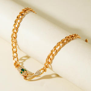 Женские европейско-американские простые длинные тонкие многослойные браслеты из меди с геометрическим узором в виде змеи, полностью инкрустированные стразами - Product Image 2