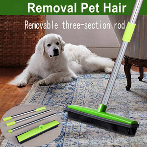 Adjustable Long Handle Rubber Bristles Sweeper Squeegee Non Scratch Bristle <strong>Broom</strong> for Pet <strong>Cat</strong> Dog Hair Clean - Product Image 3