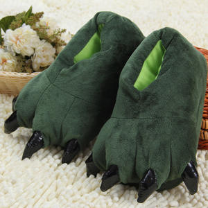 Maison d'hiver pour pantoufles Pyjama animal mignon avec point de tigre et <span class=keywords><strong>patte</strong></span> de <span class=keywords><strong>dinosaure</strong></span> Peluche chaude pour pantoufles - Product Image 1