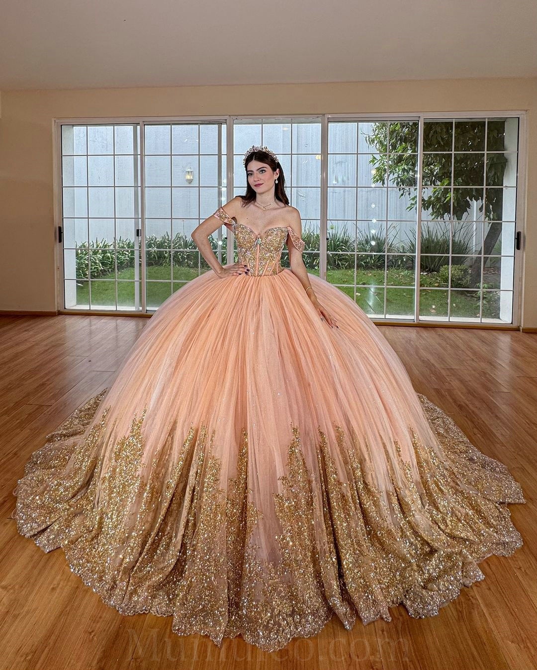 slim fit dress slacks Sexy Champagne Gold Shimmer Plus Size Long Luxury Birthday Party Dress main image 1