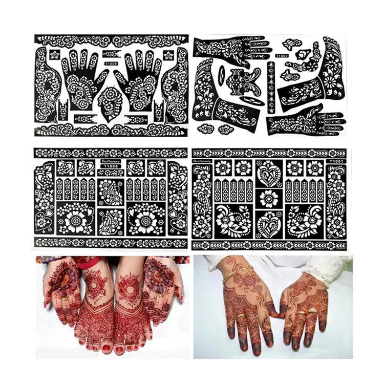 Henna Body Stencil Temporär für Hand Finger Tattoo Body Art Aufkleber Vorlage Wedding Tool India Flower Henna Schablonen für die Hand