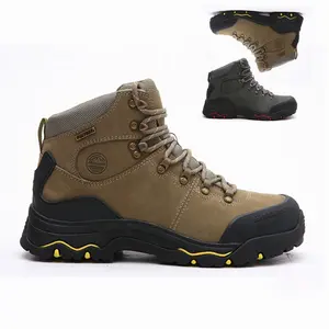 High Quality Vendor Hot Sell Shoes Genuine 100% Nubuck Leather Shoes Hiking Boots for Men Leather with Brown and Grey Color