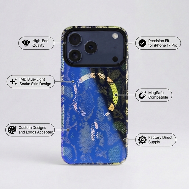 Dazzling Blue Personalized IMD Magnetic Phone Case With Anti Scratch Coating OEM Logo Mobile Cover for iPhone 17 16 for Samsung