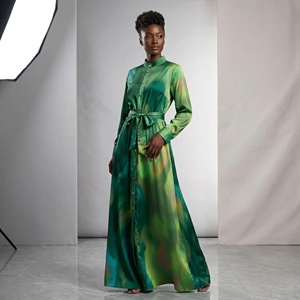 Robe élégante pour femme à col montant, style imprimé africain, manches longues, jupe BouBou – Fournisseur <span class=keywords><strong>de</strong></span> robes très demandées - Product Image 5