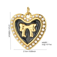 Breloques en acier inoxydable émaillé, pendentifs cœur, nœud, cerise, ovale, étoile avec bordure perlée pour la fabrication de colliers, boucles d'oreilles et porte-clés DIY