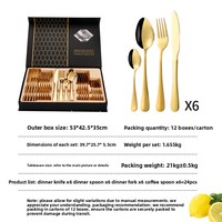 Coffret cadeau de couverts occidentaux en acier inoxydable, best-seller, 1010, quatre pièces principales (couteau, fourchette, cuillère), ensemble de 24 pièces.