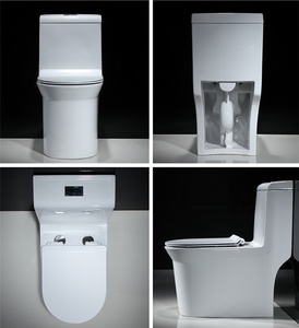 <span class=keywords><strong>WC</strong></span> moderne monobloc allongé en céramique <span class=keywords><strong>à</strong></span> double chasse avec siphon S, économique, fabriqué en Chine - Product Image 3