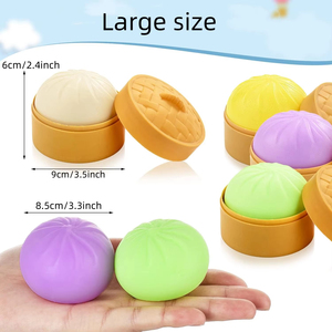 Colorful Dumpling Squishes Stress Balls <b>Fidget</b> Sensory Toys Simulation Food Squishies Bun with Steamer Squeeze Dough Ball Gifts - Product Image 6