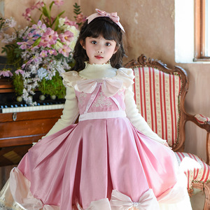 Vestido de Princesa con Lazo y Tutú para Niñas, Color Rosa, Verano 2026, Estilo Haute Couture, para Cumpleaños - Product Image 1