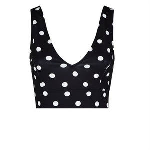 Vestiti delle signore <span class=keywords><strong>Camicette</strong></span> Delle Donne 2019 Nero Spot Stampa Scollo A V Crop Top - Product Image 2