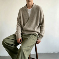 Pull en tricot rétro polyvalent et personnalisé Lin, design élégant, col montant, cardigan, manteau en fourrure pour homme