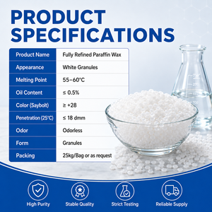 Cera de Parafina Totalmente Refinada de Grado Profesional, de Alta Calidad, Bajo Contenido de Aceite, Alta Blancura, en Bolsa de 25 kg, Precio de Fábrica - Product Image 1