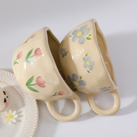 FENN personnalisé pincé à la main fleur irrégulière lait thé tasse Ins Style coréen flocons d'avoine petit déjeuner tasse verres cuisine tasses en céramique