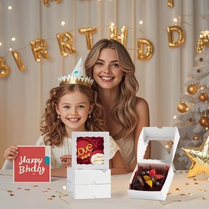 SLShePack Lot <span class=keywords><strong>de</strong></span> 20 boîtes en carton pour aliments pour bébés avec fermeture magnétique et fenêtre transparente - 5x5x2 pouces, personnalisables, pour chocolats enrobés - Product Image 6