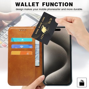 Custodia in pelle con chiusura magnetica e portafoglio <span class=keywords><strong>per</strong></span> <span class=keywords><strong>iPhone</strong></span> 17 Air 16 Pro Max 15 16e con protezione NFC - Product Image 2