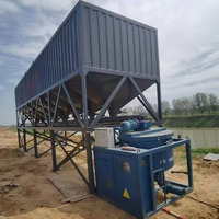 Silo Orizzontale per Cemento, Contenitore da 80T per Polveri con Trasportatore a Spirale, Fabbrica Mobile, Facile da Trasportare