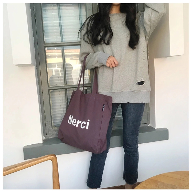 High quality cheap recyclable large custom printing canvas tote handle cotton calico shopping grocery bags with logo