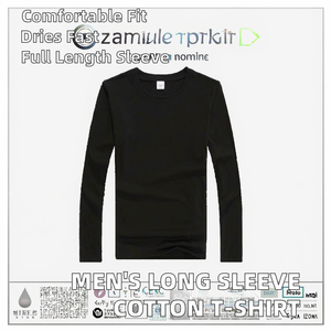 T-shirt pour homme en jersey uni à col rond et manches longues, 100% polyester, 180 grammes, de haute qualité, décontracté, à imprimer - Product Image 2