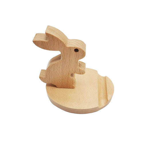 Beech Wood Rabbit Shape Cell Phone Base Stand Mobile Phone Holder Christmas Hot Selling