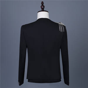 Chaqueta de Traje para <span class=keywords><strong>Hombre</strong></span> Lh108, Plateada con Lentejuelas, Cuello Chal, Botón Único, Inspirada en Trajes de Fiesta, Baile, Escenario, Televisión y Cine - Product Image 6