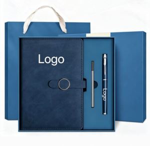 Customized Diary Blue Leather Cover Business <b>Book</b> Gift <b>Box</b> Gift Magnetic Notebook with Refill and USB Flash Drive Set - Product Image 4